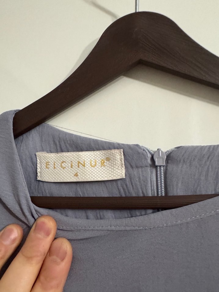 Gri Uzun Kollu Salaş Kadın Elbise - Görsel 3