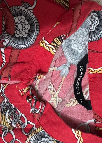 Zincir Detaylı Kırmızı Bohem Kadın Şal - Görsel 3