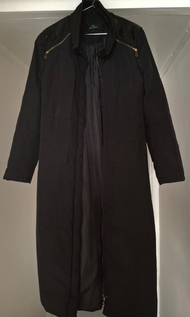 Kadın Siyah Uzun Denim Kaban - Görsel 2