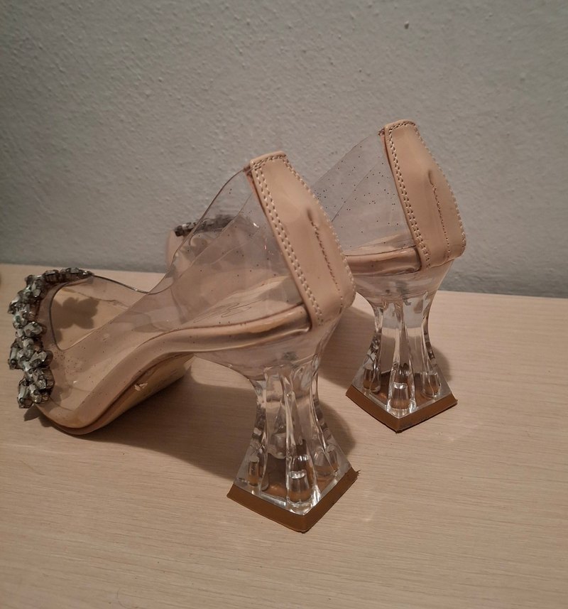 Bej Cam Topuklu Abiye Ayakkabı - Görsel 2