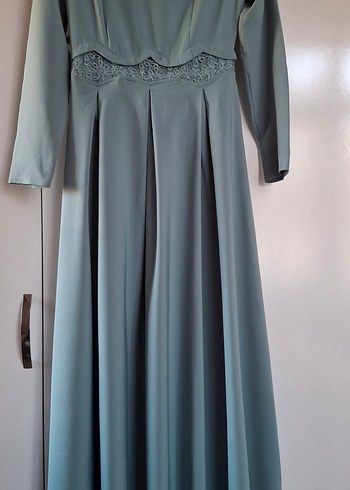 Klasik Modern Uzun Kollu Bej Elbise - Görsel 2