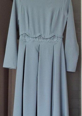 Klasik Modern Uzun Kollu Bej Elbise - Görsel 3