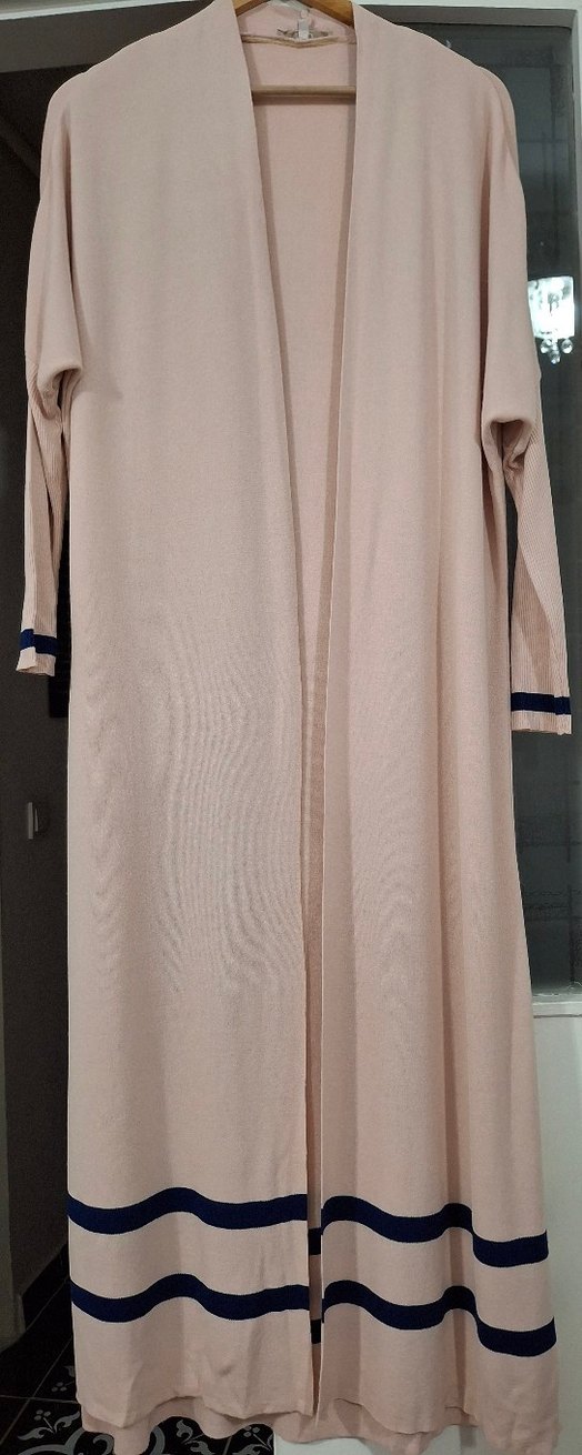 Uzun Bej Kadın Hırka Notch Yaka - Görsel 2