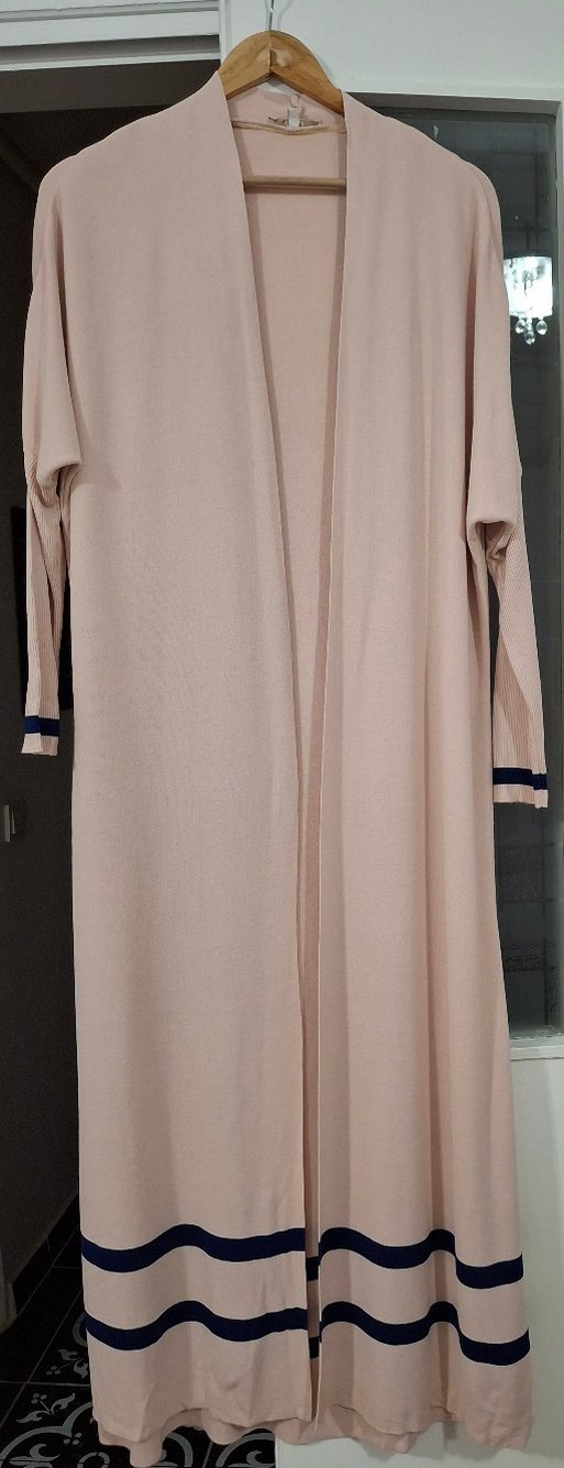 Uzun Bej Kadın Hırka Notch Yaka - Görsel 3