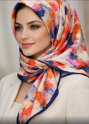 AKER Renkli İpek  Kadın eşarp - Görsel 2