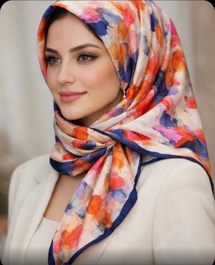 AKER Renkli İpek  Kadın eşarp - Görsel 2