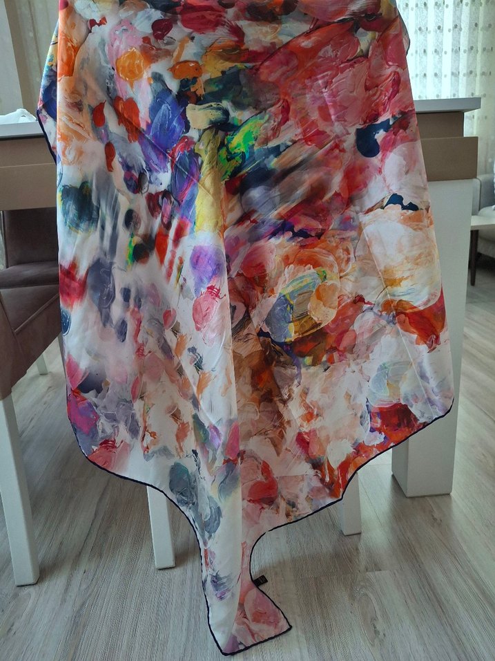 AKER Renkli İpek  Kadın eşarp - Görsel 5