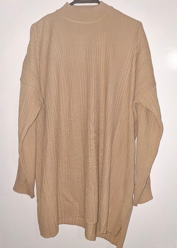 Bej Uzun Kollu Kadın Keten Kazak ve alt takım. - Görsel 2