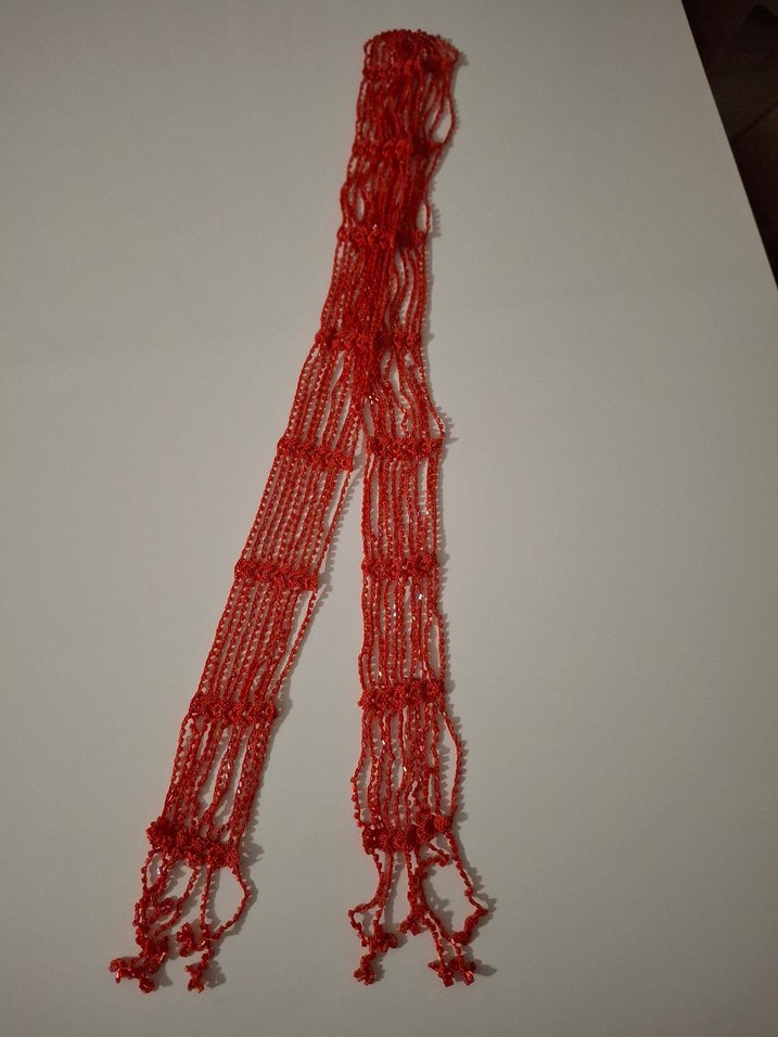 Kesme boncuklu el işi fular - Görsel 2