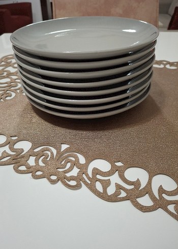 gri porselen pasta tabak seti - Görsel 2