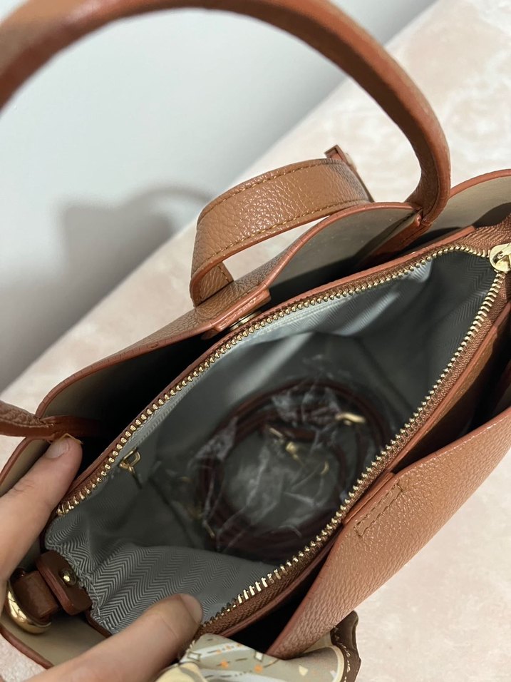 Kahverengi Deri Kadın Çanta - Görsel 3