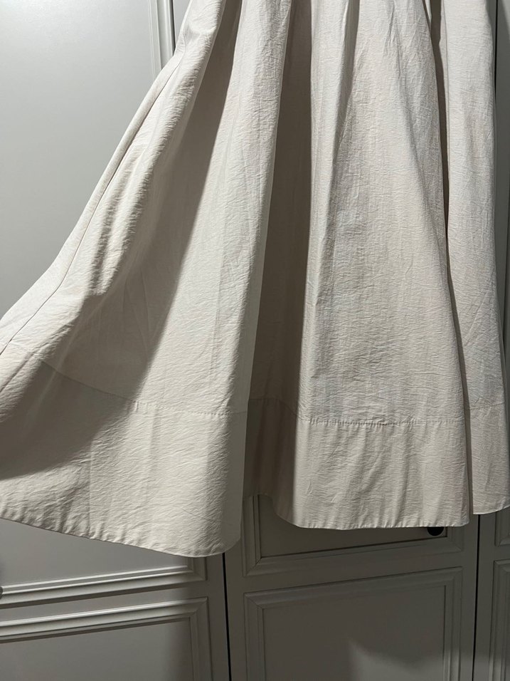 Kadın Beyaz Keten Uzun Salaş Etek - Görsel 2