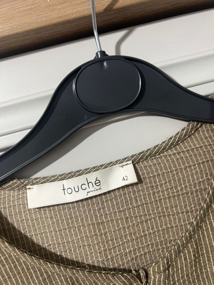 Bej Uzun Keten Elbise - Görsel 3