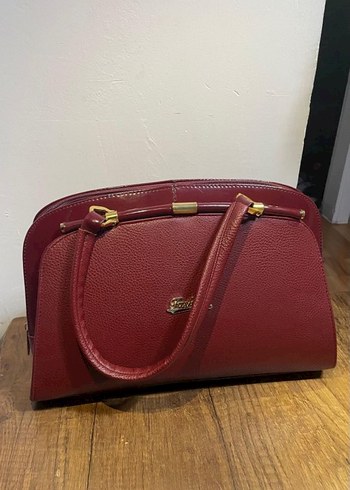 Bordo Deri Fermuarlı Kadın Çantası - Görsel 2