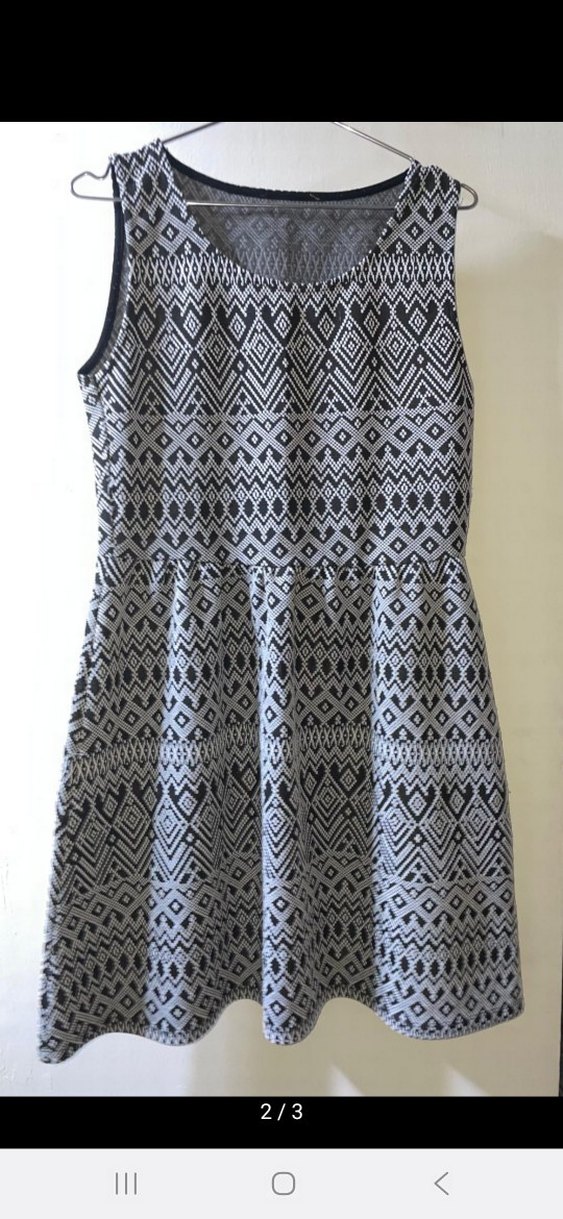 Bohem Gri Desenli Midi Elbise - Görsel 2