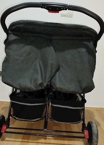 Gri ve Siyah ikiz Bebek Arabası - Görsel 5