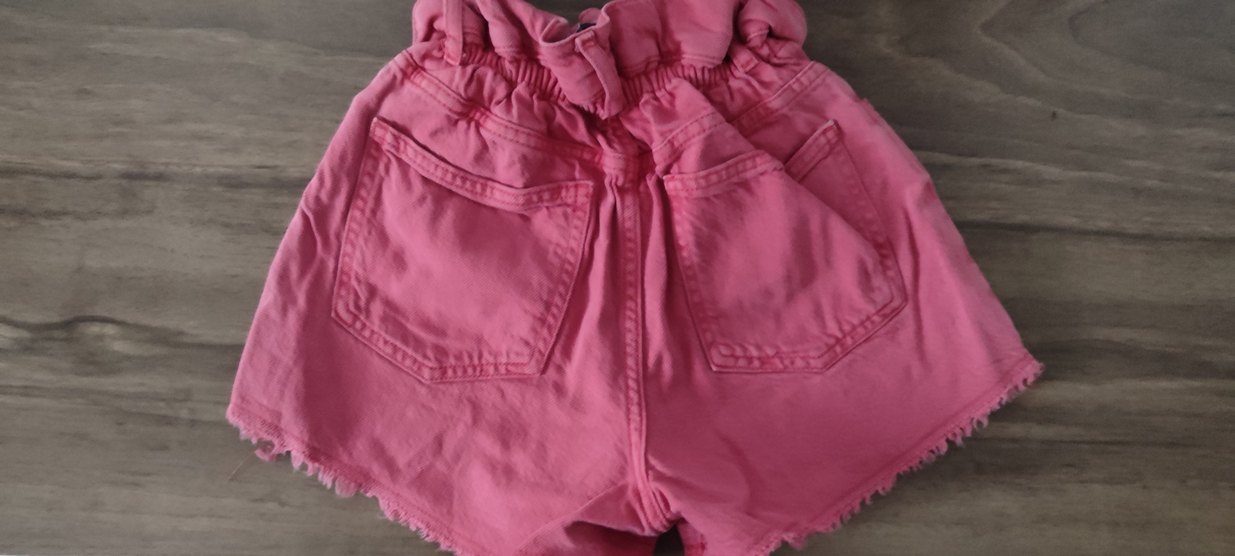 Pembe Keten Kız Şortu Fırfırlı - Görsel 2