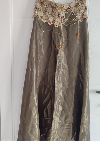 Nakışlı Haki Uzun Kadın Etek - Görsel 2