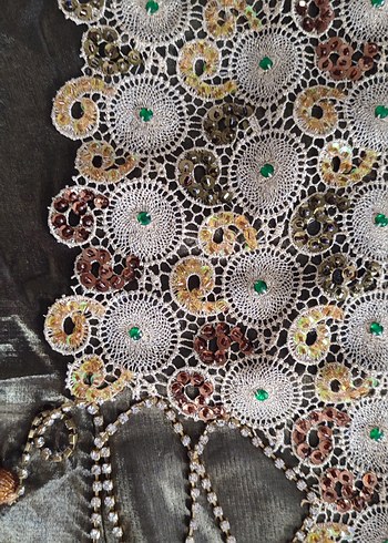 Nakışlı Haki Uzun Kadın Etek - Görsel 4