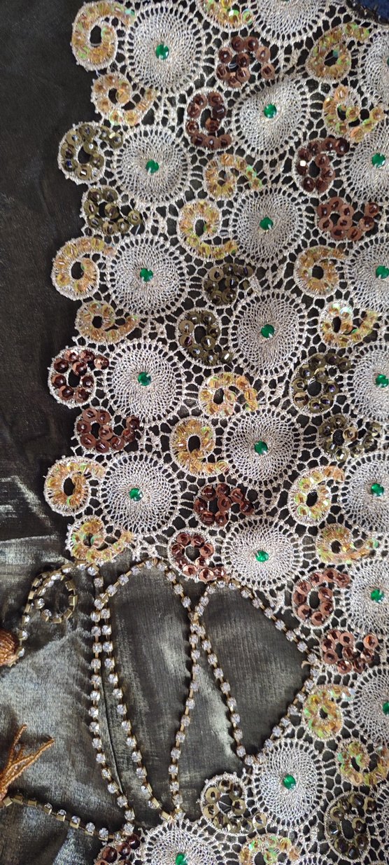 Nakışlı Haki Uzun Kadın Etek - Görsel 4