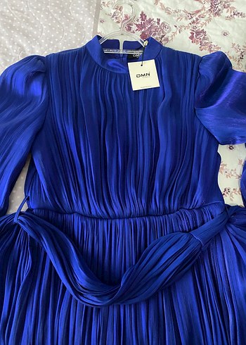 Lacivert Piliseli Uzun Kadın Elbise - Görsel 5