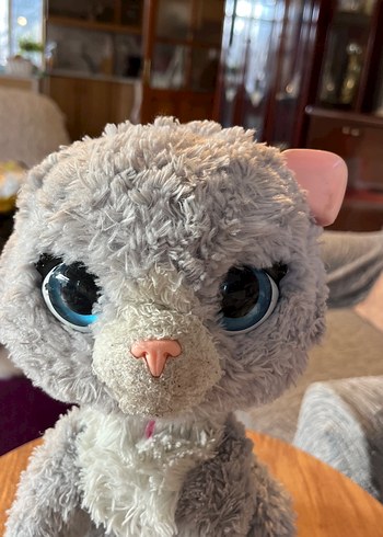 Gri Peluş Kedi Oyuncak fuar real kedi - Görsel 2