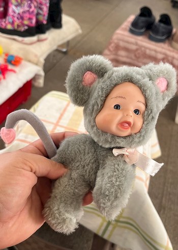 Gri peluş ayıcık kostümlü bebek - Görsel 2