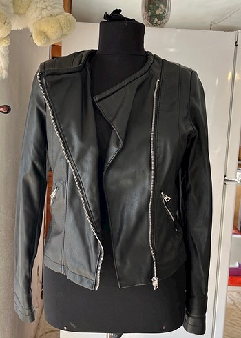 Siyah deri ceket koton marka - Görsel 2