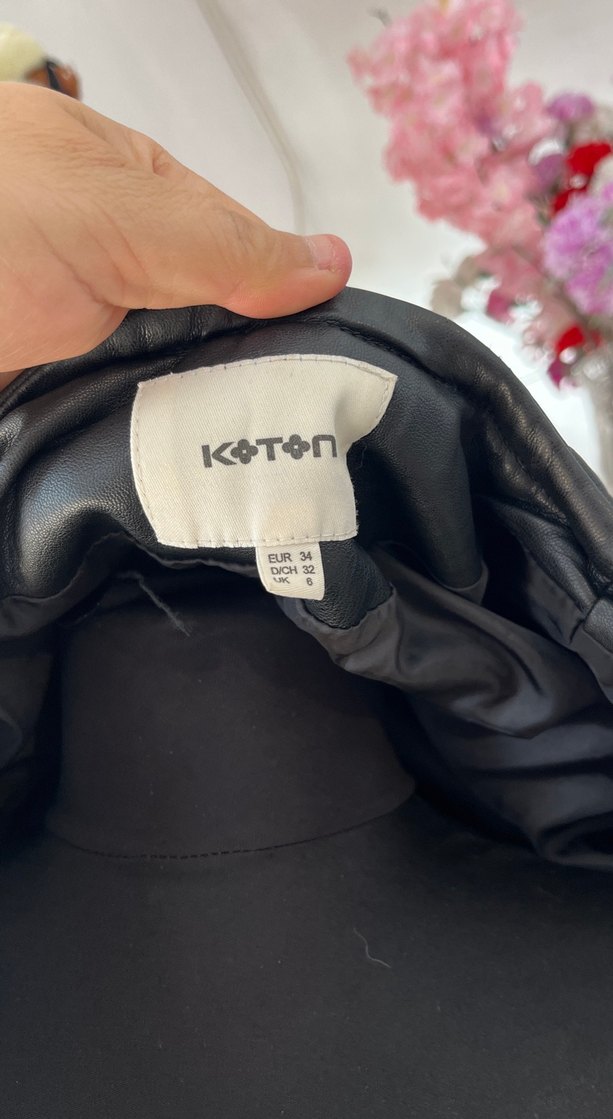 Siyah deri ceket koton marka - Görsel 4