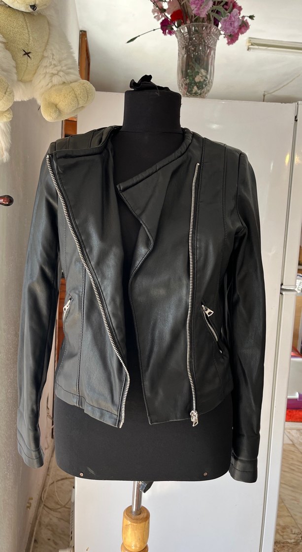 Siyah deri ceket koton marka - Görsel 2