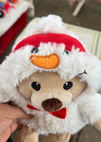 Beyaz peluş oyuncak ayı kırmızı fiyonkla - Görsel 2