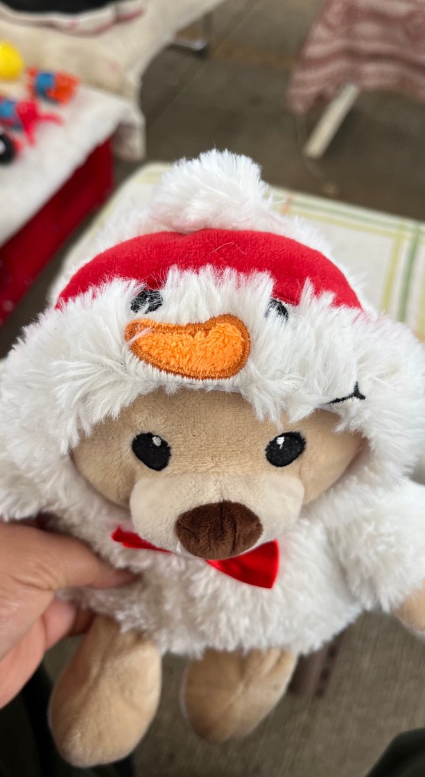 Beyaz peluş oyuncak ayı kırmızı fiyonkla - Görsel 2