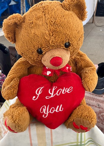 Kahverengi Peluş Ayıcık Kırmızı Kalp - Görsel 2