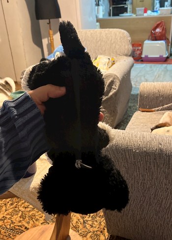 Gri Siyah Peluş Kedi Oyuncak kalemlik - Görsel 3