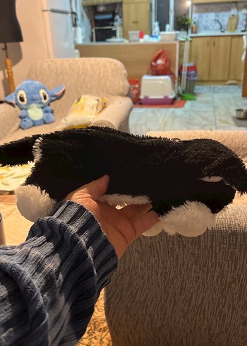 Gri Siyah Peluş Kedi Oyuncak kalemlik - Görsel 4