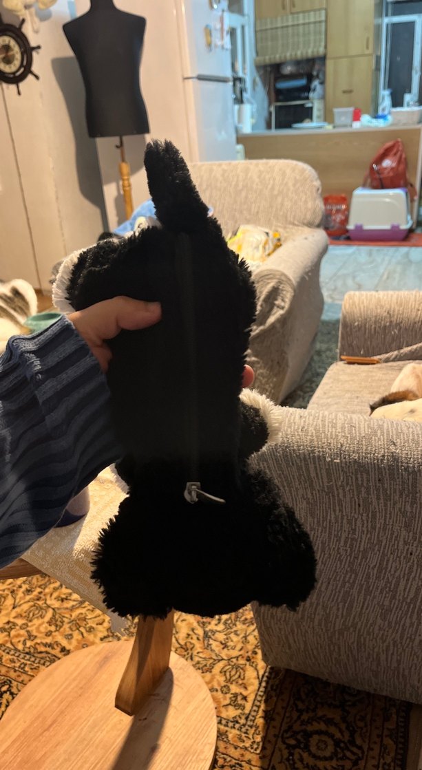 Gri Siyah Peluş Kedi Oyuncak kalemlik - Görsel 3