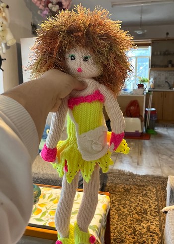 Renkli Saçlı Örgü Bebek 50 santimdir - Görsel 2