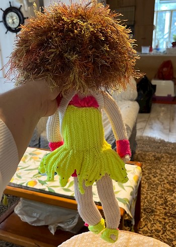 Renkli Saçlı Örgü Bebek 50 santimdir - Görsel 4