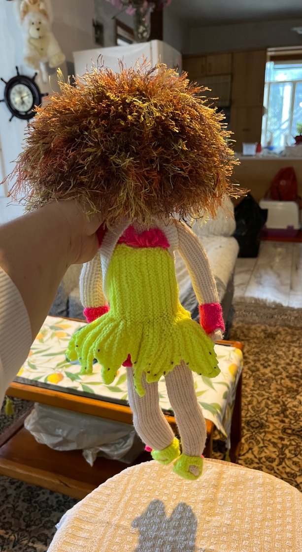 Renkli Saçlı Örgü Bebek 50 santimdir - Görsel 4