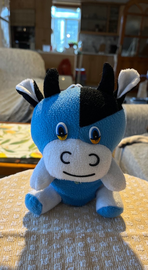 Mavi Renkli Peluş Oyuncak İnek - Görsel 2