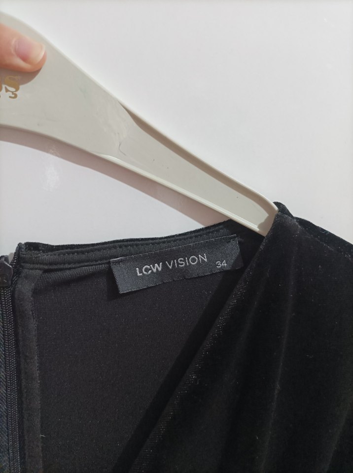 Kadın Siyah Drapeli V Yakalı Midi Elbise - Görsel 2