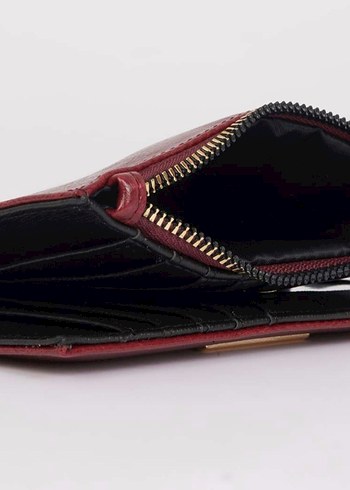 Bordo Deri Kadın Fermuarlı Cüzdan - Görsel 2