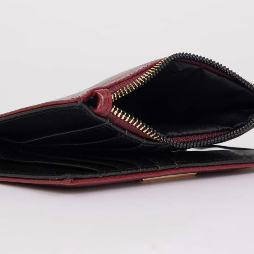 Bordo Deri Kadın Fermuarlı Cüzdan - Görsel 2