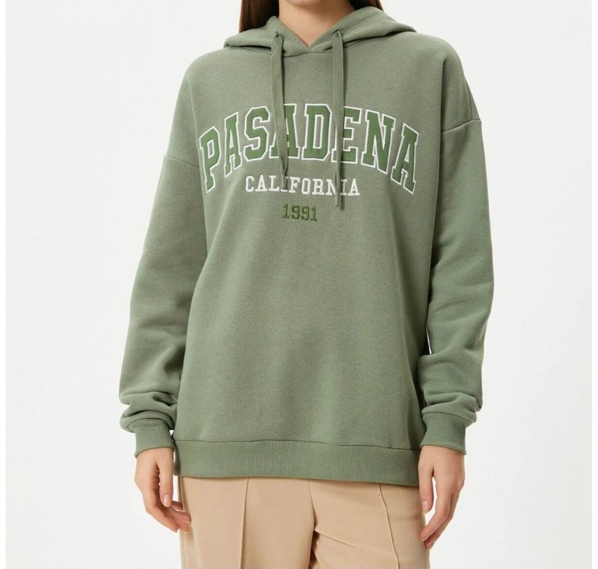 Kadın Yeşil Kapüşonlu Sweatshirt - Görsel 2