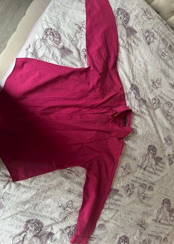 Düğmeli Pembe Keten Kadın Gömlek - Görsel 2