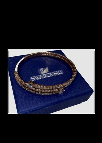 Swarovski Işıltılı Altın Renkli Yılan Desenli Bileklik - Görsel 2