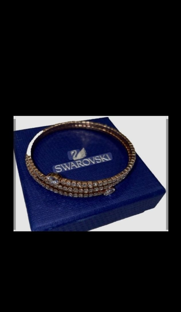 Swarovski Işıltılı Altın Renkli Yılan Desenli Bileklik - Görsel 2