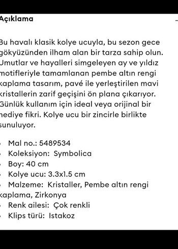 Swarovski Zincir Detaylı Altın Renkli Ay ve İnci Kolye - Görsel 3