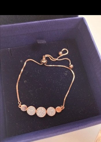 Swarovski 925 ayar Altın Renkli Taşlı Bileklik - Görsel 6