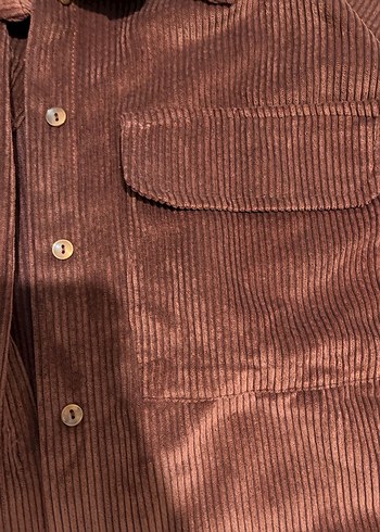 Düğmeli Kadın Kahverengi Uzun Kollu Süet Gömlek - Görsel 3